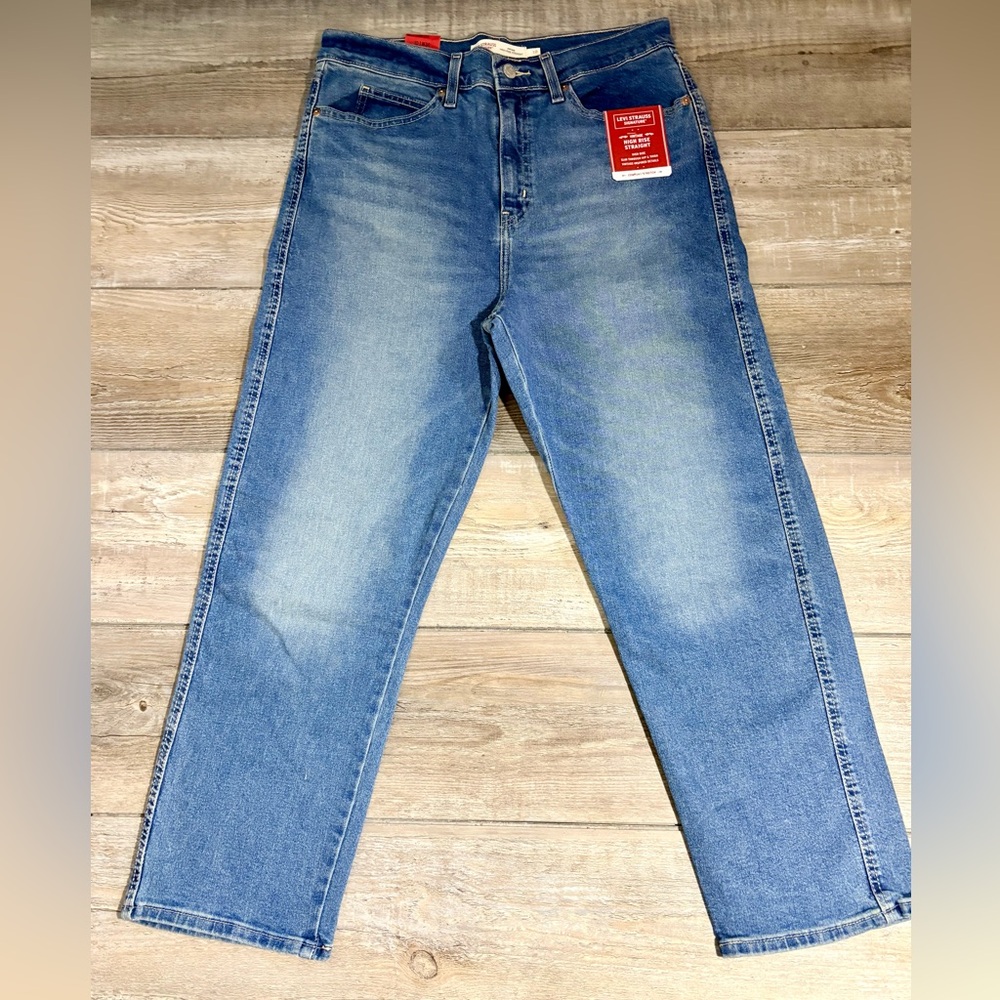Levi Strauss Signature High Rise Straight Jeans Sz 10 NWT 36” Inseam